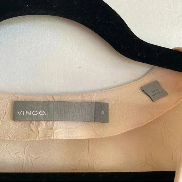 Vince Poet Long Sleeve Dress in Sandalwood Beige Textured Sheer Asymmetrical Hem - Picture 11 of 16